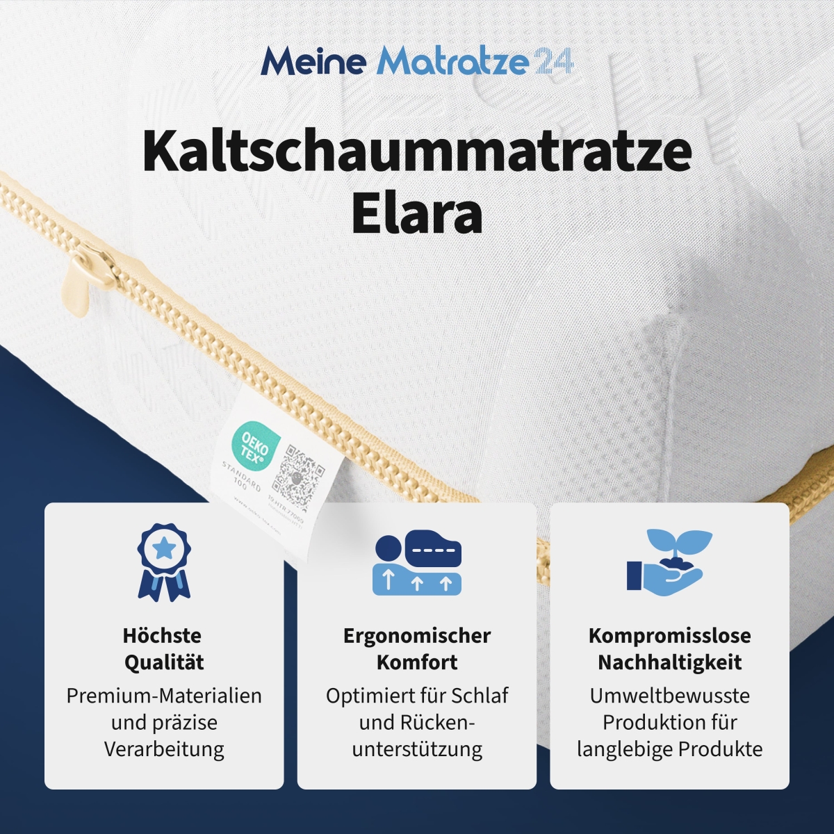 Detailaufnahme des Matratzenkerns der Elara mit weicher Schulterzone für ergonomischen Schlaf