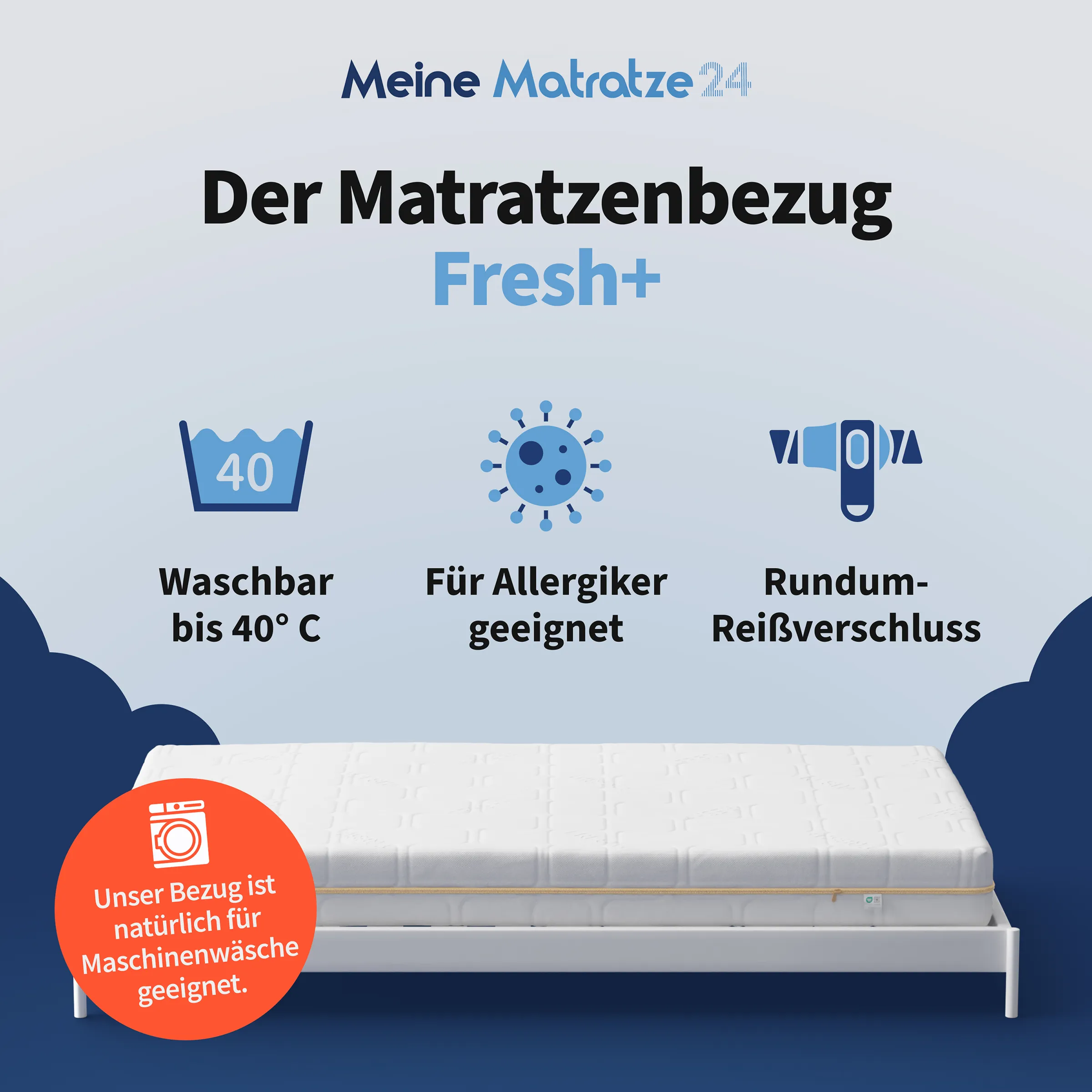 Übersicht des Matratzenbezugs Fresh+ mit praktischen Funktionen