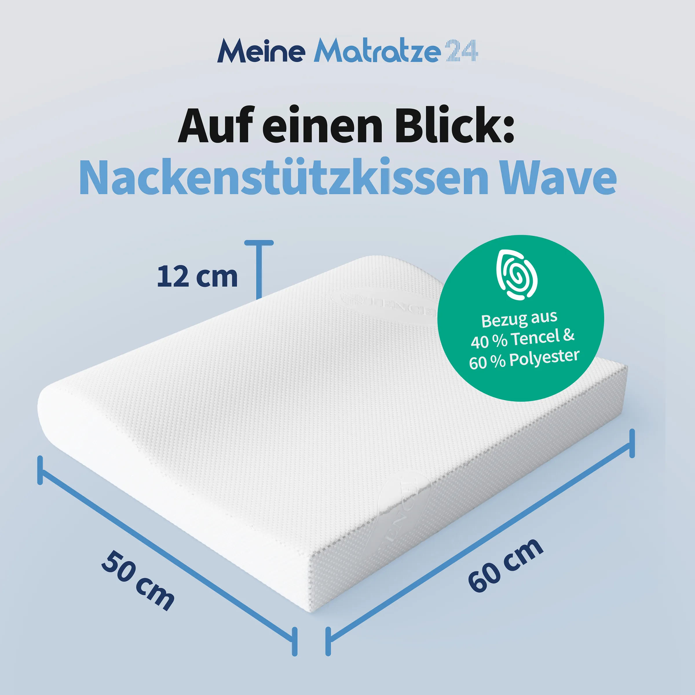 Abmessungen des Kissens Wave – 60x40x12 cm