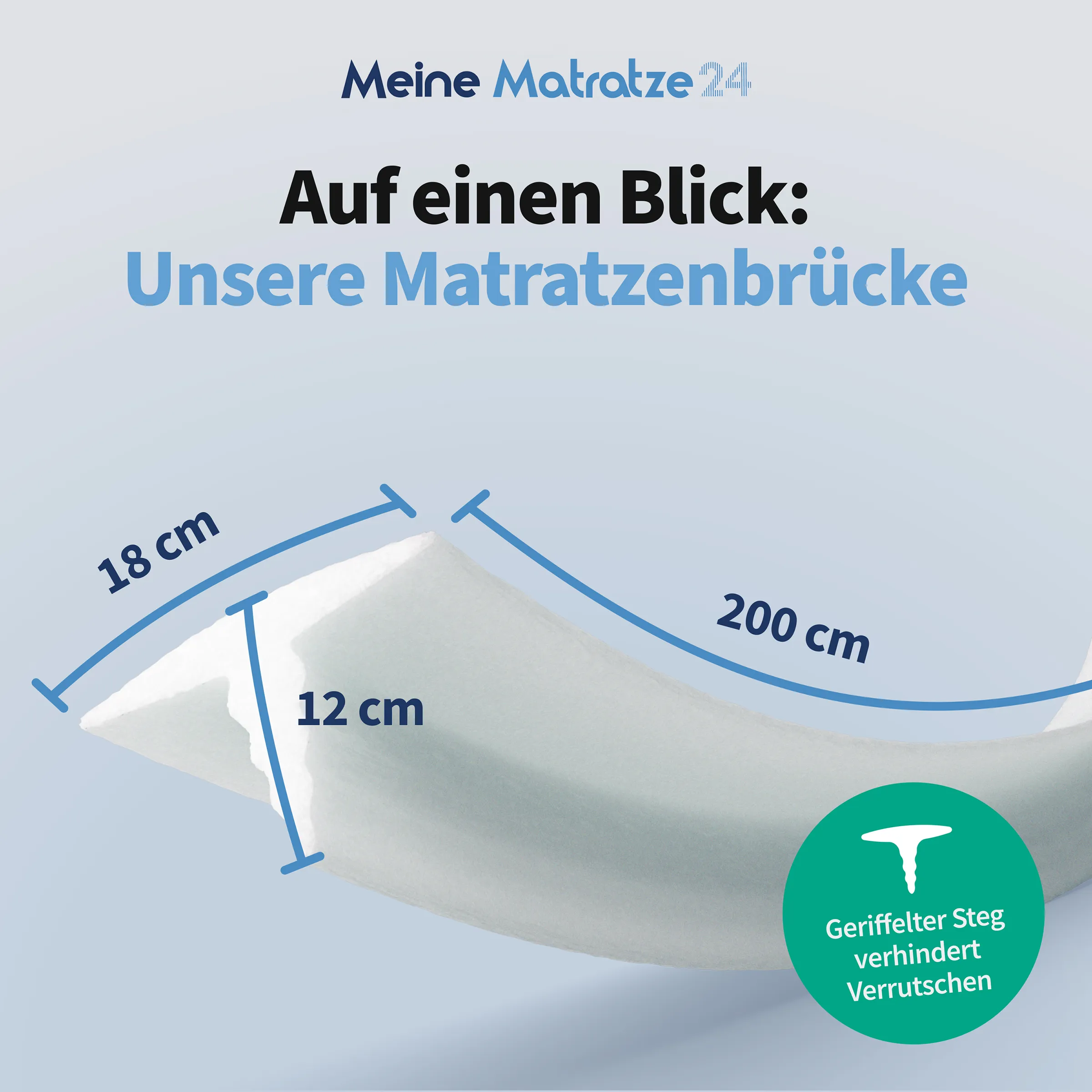 Abmessungen der Matratzenbrücke – 200x18x12 cm