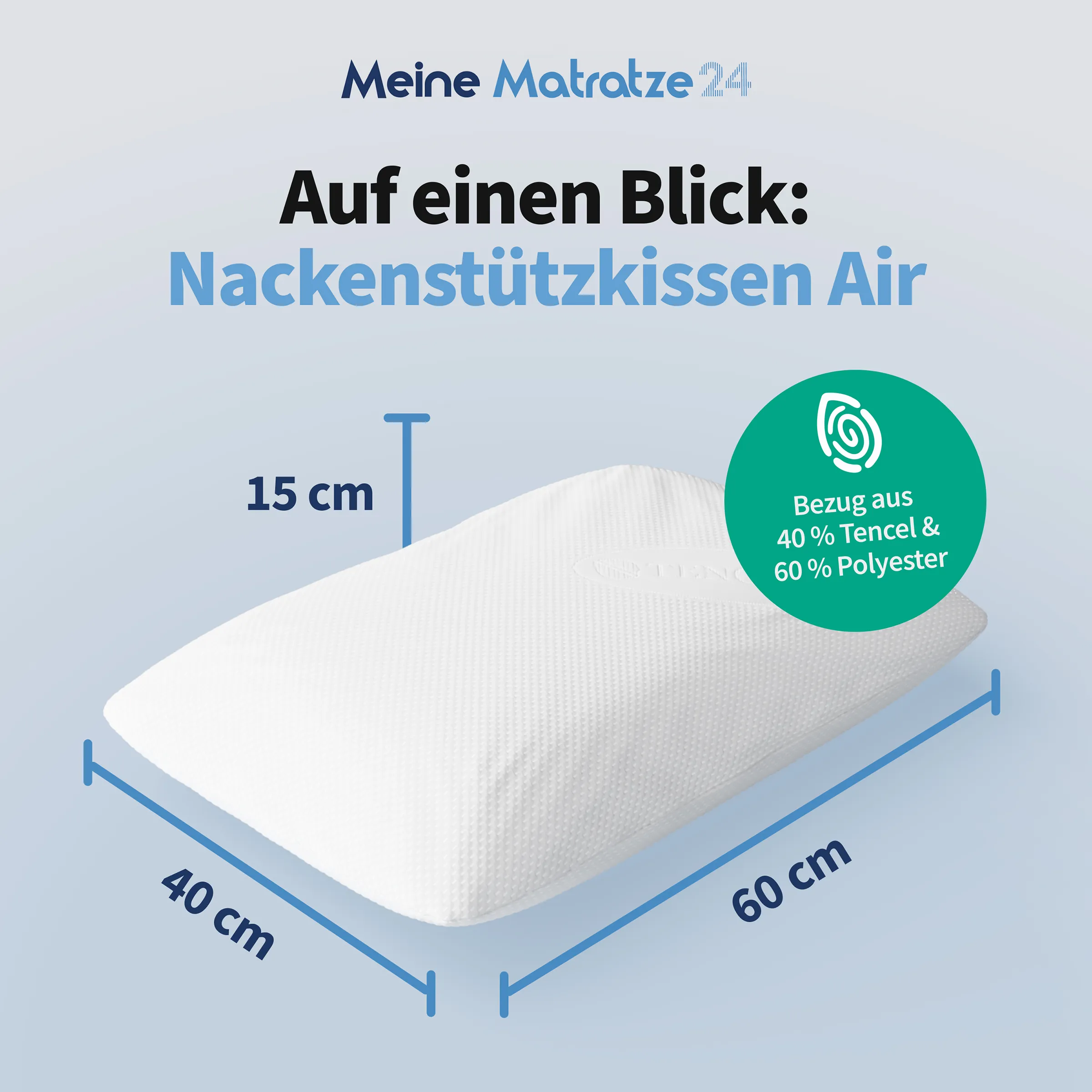 Abmessungen des Kissens Air – 60x40x15 cm