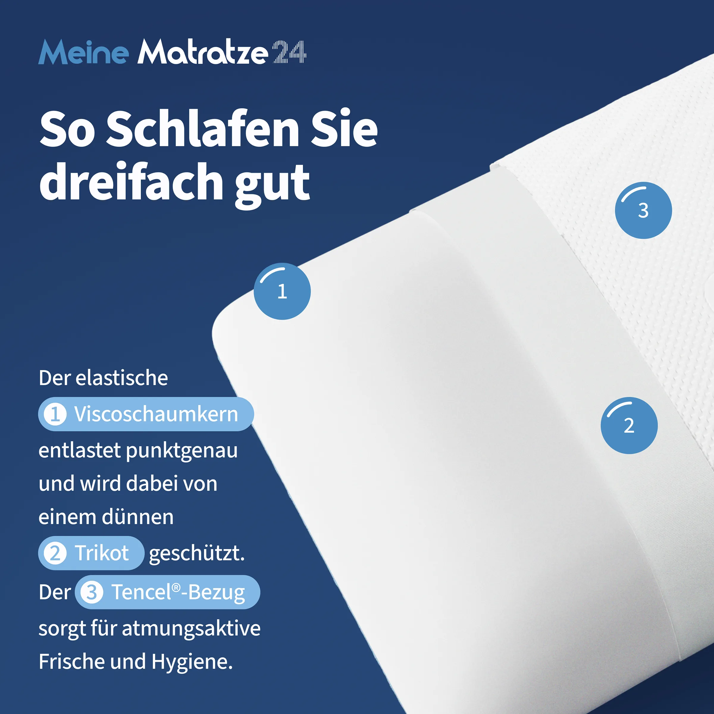 Querschnitt des Kissens Visco mit Viscoschaumkern