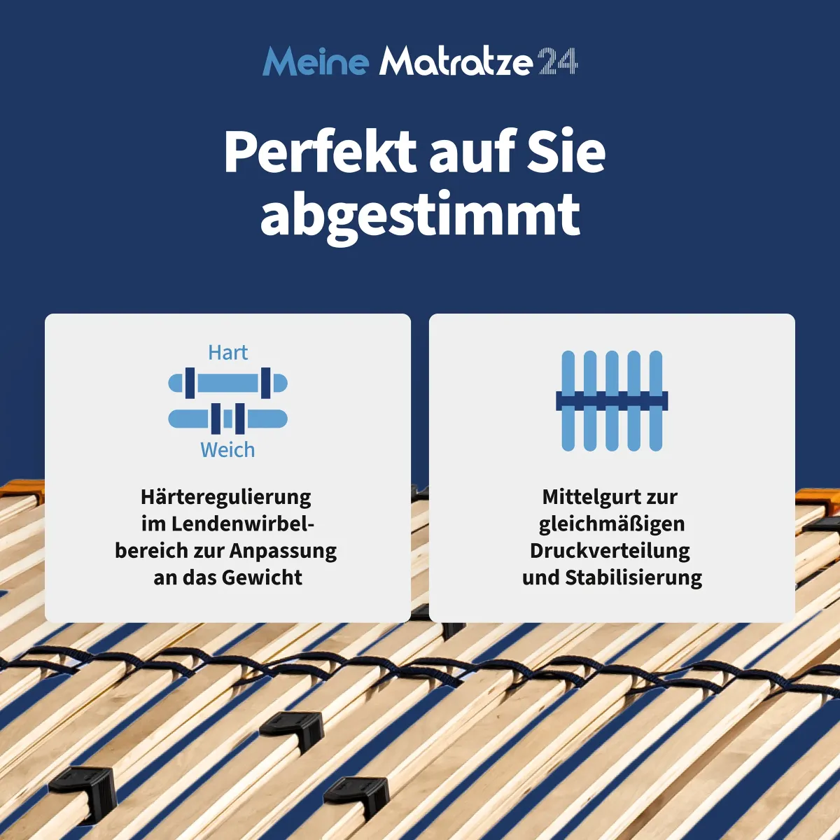 iokappen aus flexiblem Kautschuk halten die Federleisten sicher und sorgen für ruhigen Schlafkomfort